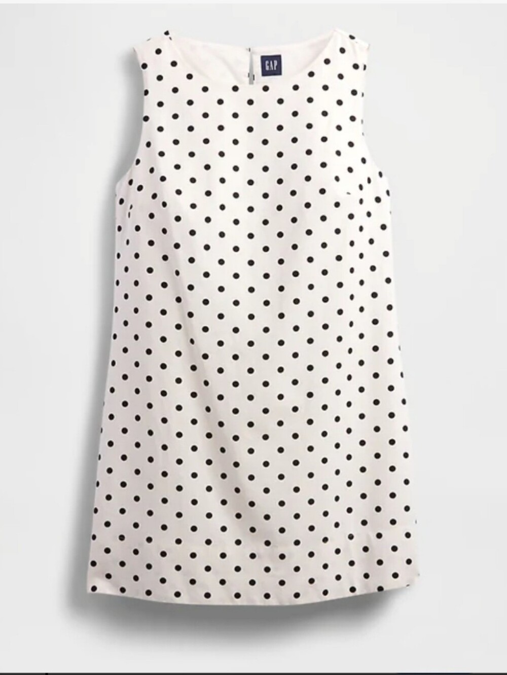 White Mini Shift Dress W/ Black Polka Dots, Gap, L, Day Dress, Summer